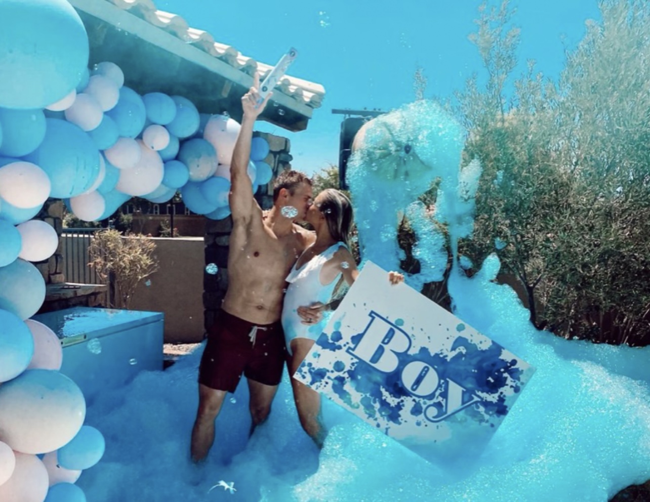 Blue foam gender reveal party - It's a Boy celebration