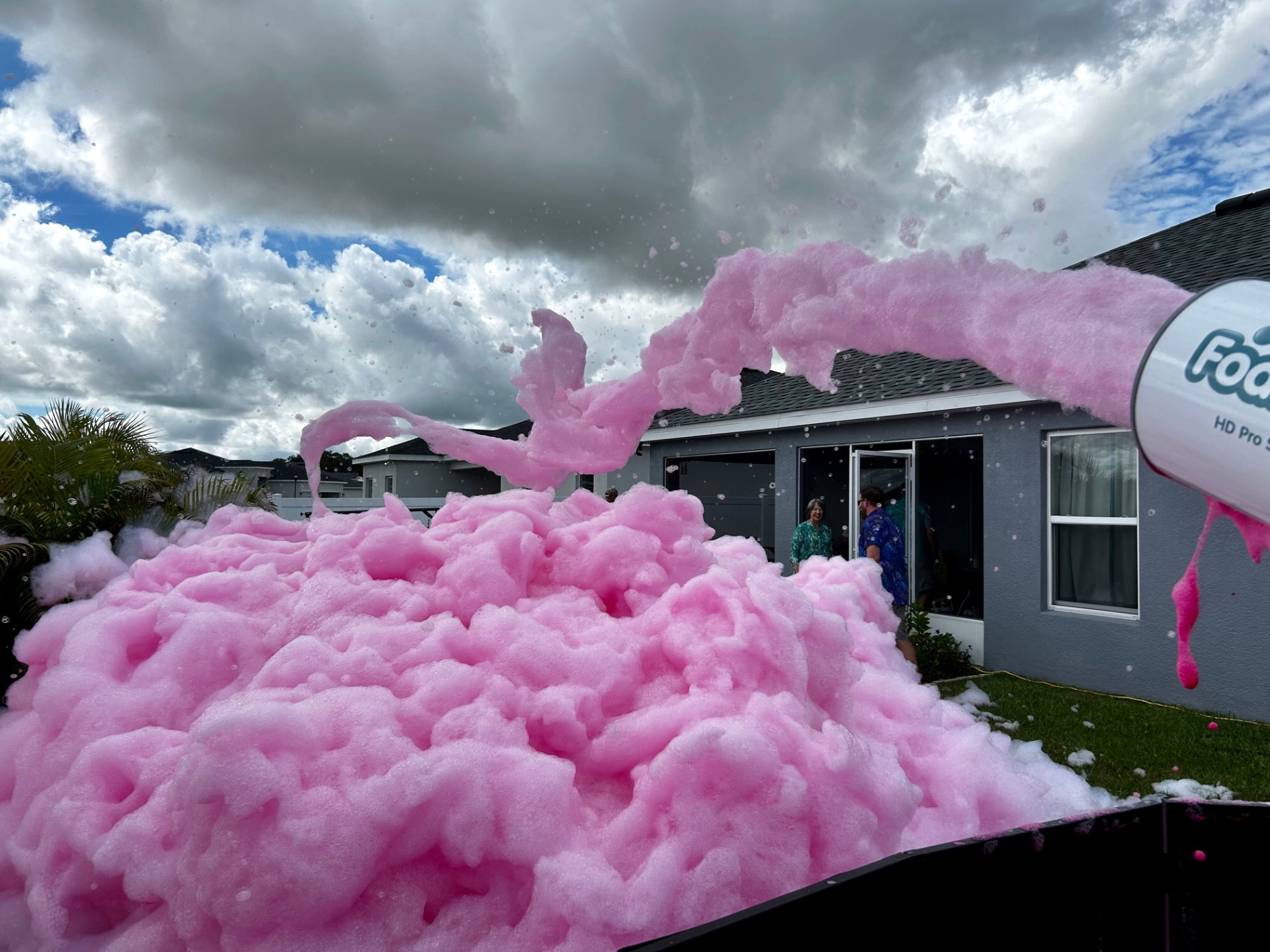 Pink foam gender reveal party - It's a Girl celebration
