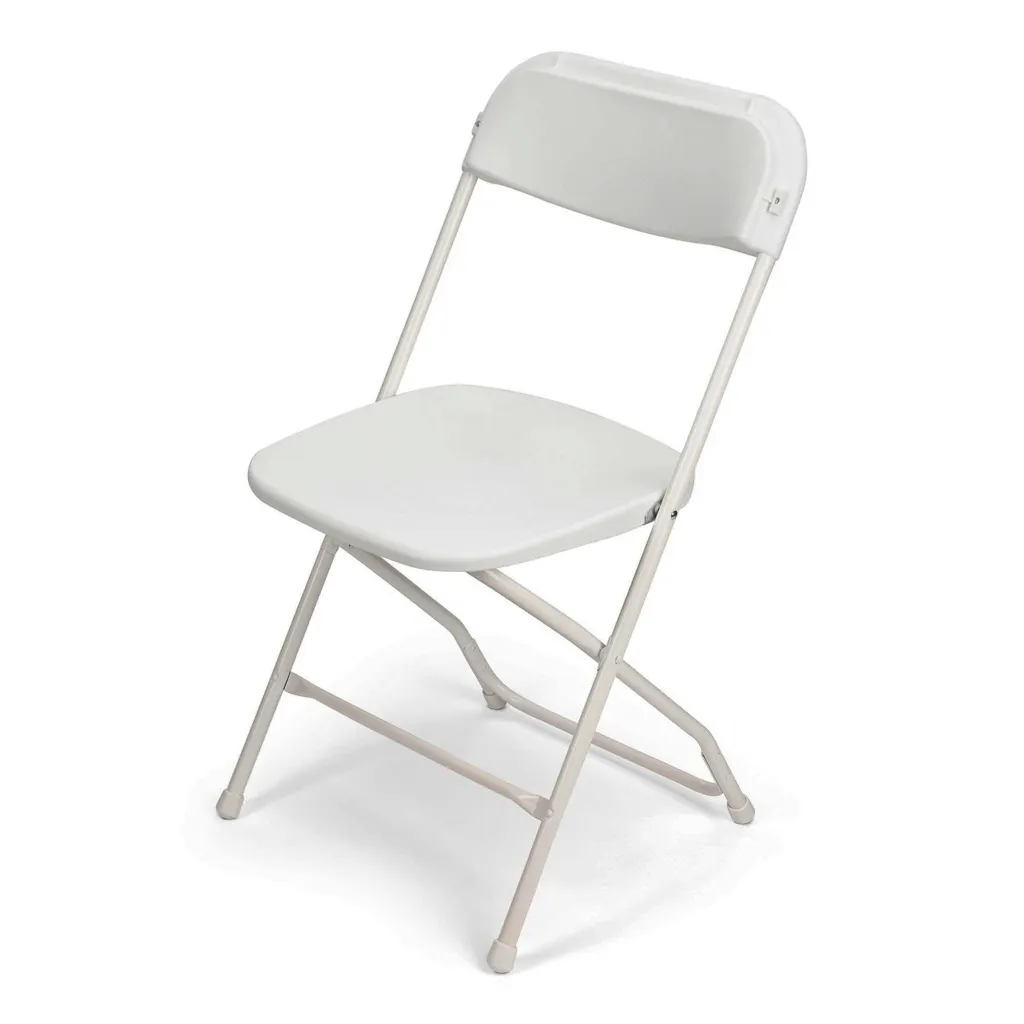 White folding chairs for rent